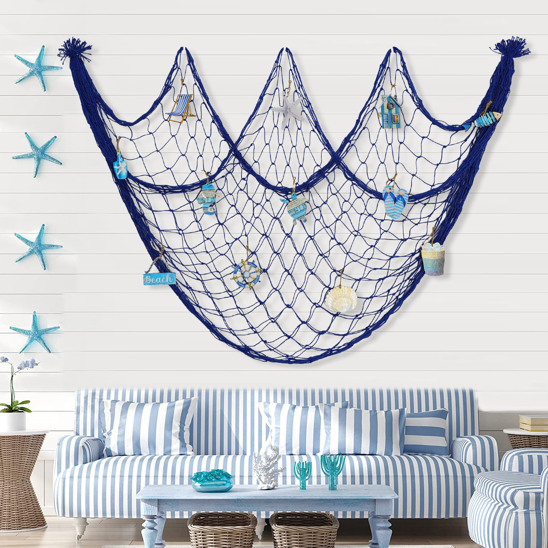 Monofilament Line - Decorative Fishing Net, Mediterranean Style Thick-Line